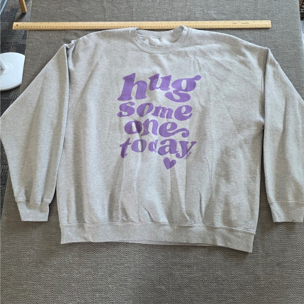 Talulah Hug Someone Today Graphic Sweatshirt Gray Purple Crew Neck Mens 3X